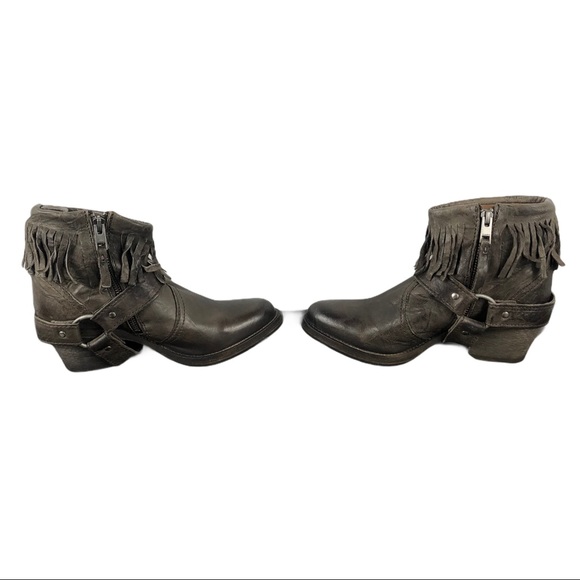 🆕 All Saints Bonny Cuban Fringe Harness Boots - Picture 9 of 12